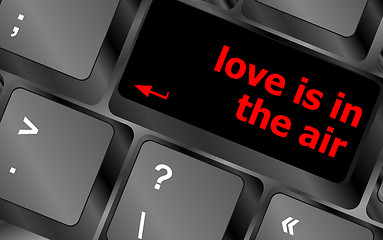 Image showing Modern keyboard with love is in the air text