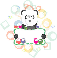 Image showing birthday party elements with cute owls and panda