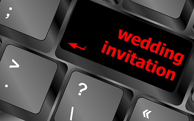 Image showing Wedding invitation word button on keyboard key