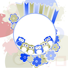 Image showing retro flowers and cute owls