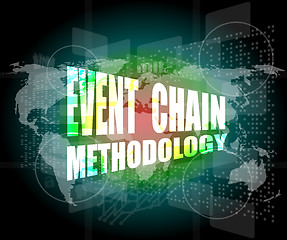 Image showing event chain methodology word on business digital touch screen