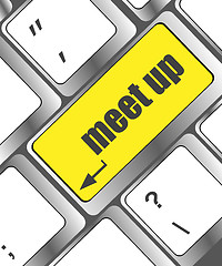 Image showing Meeting (meet up) sign button on keyboard with soft focus