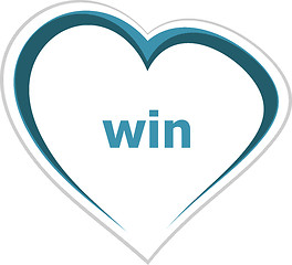 Image showing marketing concept, win word on love heart