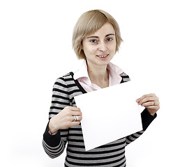 Image showing Woman holding a paper