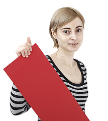 Image showing Woman holding a paper