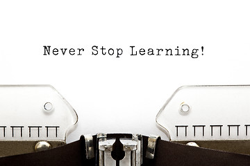 Image showing Never Stop Learning Typewriter