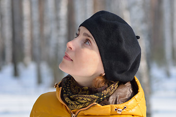 Image showing Woman in black beret