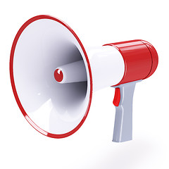 Image showing Red megaphone with red button