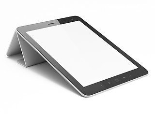Image showing Black abstract tablet computer (pc) on white background