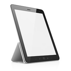 Image showing Black abstract tablet pc on white background