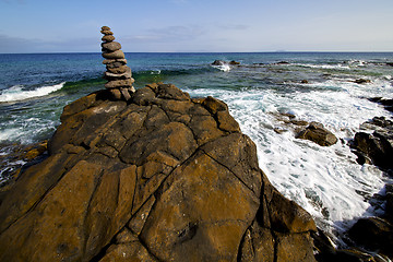 Image showing in lanzarote coastline  froth  spain pond  r beach  water  musk 