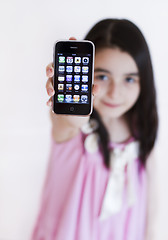 Image showing Little girl with Apple IPhone 3s