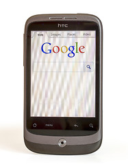 Image showing HTC smart phone with Google page