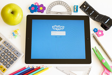 Image showing Skype on Ipad 3 with school accesories