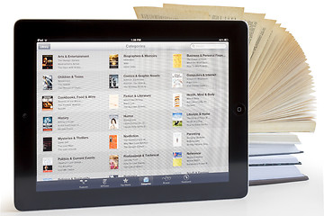 Image showing Ipad 3 with app and books