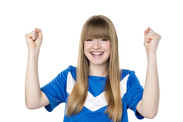 Image showing Football girl fist