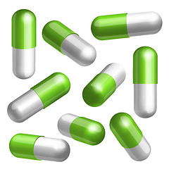 Image showing Set of medical capsules in different positions