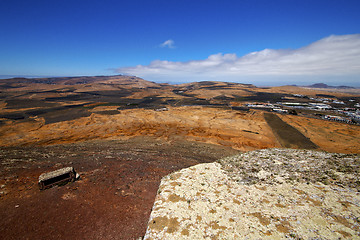 Image showing panoramas    lanzarote  spain the castle  sentry tower and slot