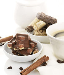 Image showing Coffee With Chocolate And Cookies 
