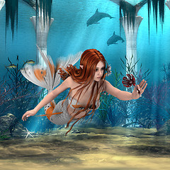 Image showing Mermaid holding Sea Lily