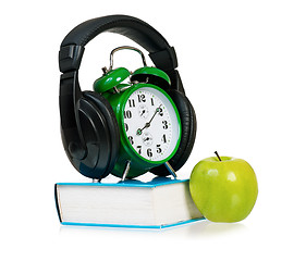 Image showing Clock with headphones