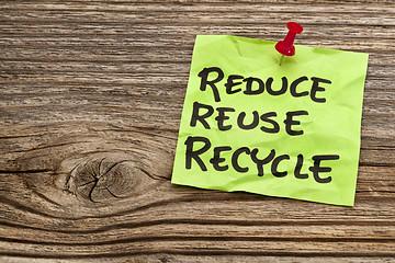 Image showing reduce, reuse and recycle note