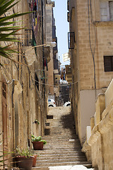 Image showing Narrow walking street in old town of Valletta, Malta.