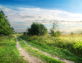 Image showing Country road and field