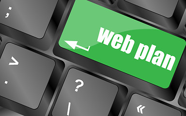 Image showing web plan concept with key on computer keyboard, business concept