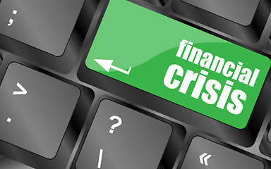 Image showing financial crisis key showing business insurance concept, business concept