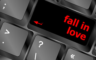 Image showing Modern keyboard key with words fall in love