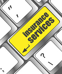 Image showing Keyboard with insurance services button, internet concept