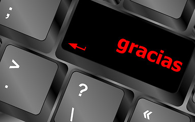 Image showing Computer keyboard keys with word Gracias, Spanish thank you