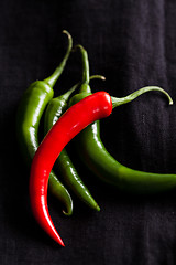 Image showing Red and green chili peppers