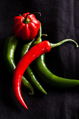 Image showing Red and green chili peppers