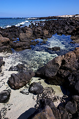 Image showing  sky light  beach water  in lanzarote  isle foam rock spain  