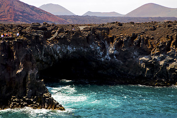 Image showing people   coastline  in lanzarote  sky cloud beach   summer 