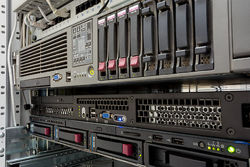 Image showing servers stack with hard drives in a datacenter