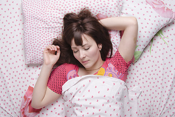 Image showing Girl of twenty-five years sleeping in bed