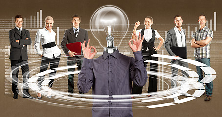 Image showing Business Team With Lamp Head