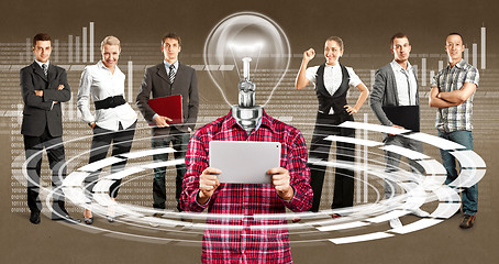 Image showing Business Team With Lamp Head