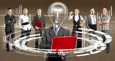 Image showing Business Team With Lamp Head