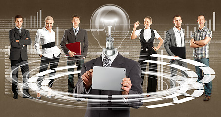 Image showing Business Team With Lamp Head