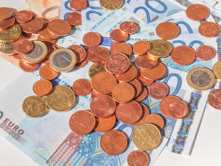 Image showing Euros coins and notes