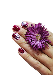 Image showing  Woman fingers with decorated nails