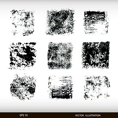 Image showing Set of different textural spots. Grunge textures set.