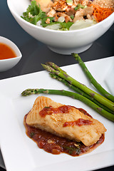Image showing Thai Sea Bass with Asparagus