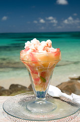 Image showing fresh lobster ceviche seviche Caribbean sea background Big Corn 