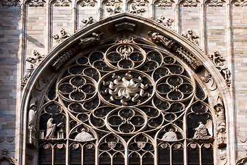 Image showing italy church the front  the duomo  in milan and column