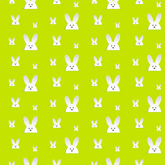 Image showing Happy Easter Rabbit Bunny Green Seamless Background